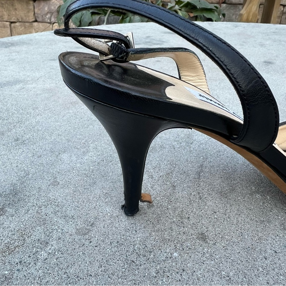 Jimmy Choo Black Slingback Open Toe Heels Size  40 - Picture 9 of 13
